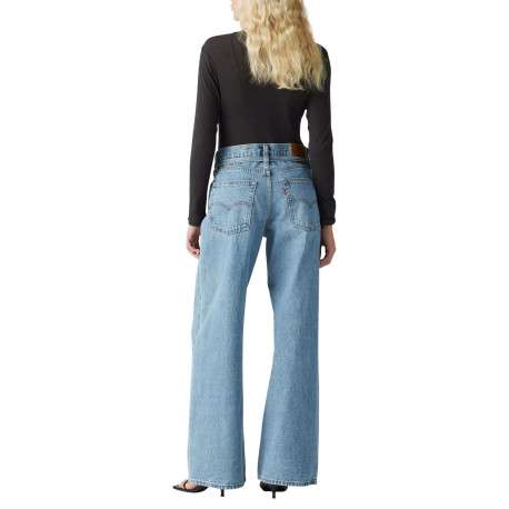 Jean en coton bleu clair uni avec une coupe bootcut et une ceinture amovible - Image 8