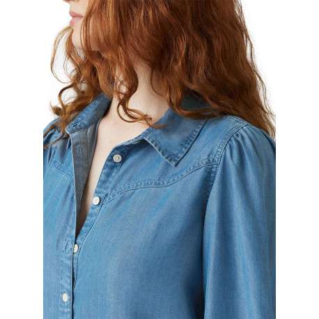 Chemisier jean uni avec un col chemise et des manches amples - Image 5