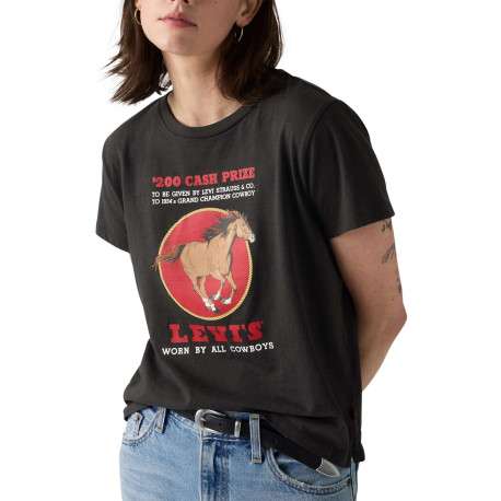 T-shirt en coton noir à imprimé fantaisie avec des manches courtes - Image 4