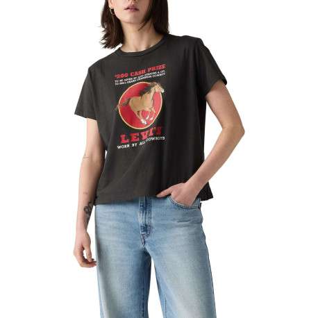 T-shirt en coton noir à imprimé fantaisie avec des manches courtes - Image 5