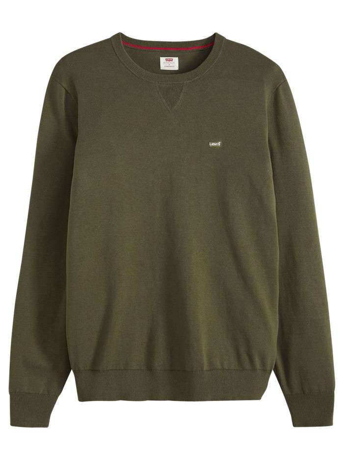 Pull en coton kaki uni avec...
