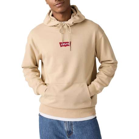 Sweat écru uni en coton avec un col à capuche et une poche traversante - Image 2