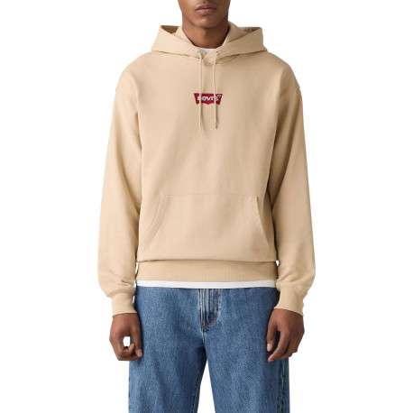 Sweat écru uni en coton avec un col à capuche et une poche traversante - Image 3