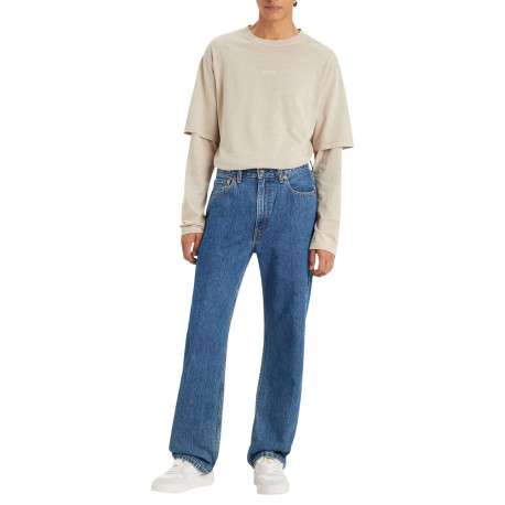 Jean 565 Loose Straight en coton bleu jean uni avec patch de la marque - Image 2
