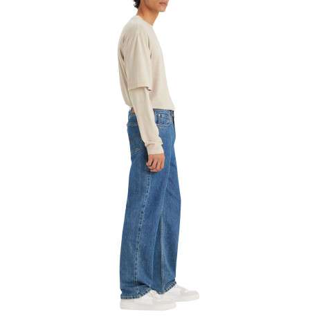 Jean 565 Loose Straight en coton bleu jean uni avec patch de la marque - Image 3