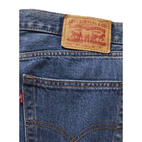 Jean 565 Loose Straight en coton bleu jean uni avec patch de la marque - Image 5