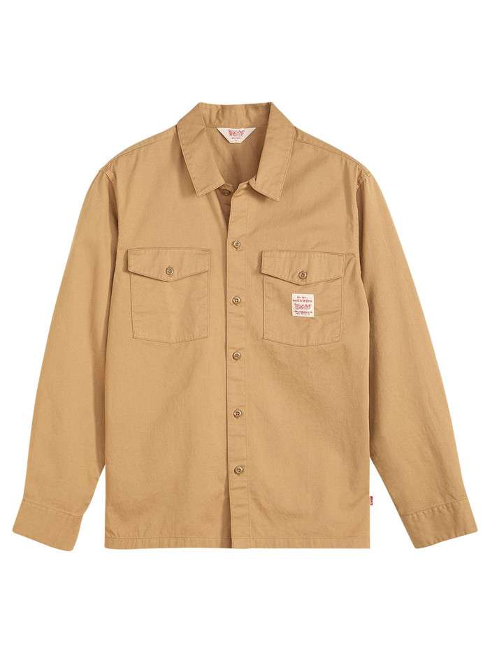 Chemise en coton beige unie...