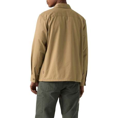 Chemise en coton beige unie avec un col chemise et fermeture par boutons - Image 4