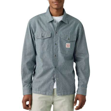 Chemise en coton rayée blanc et marine avec une fermeture par boutons - Image 2