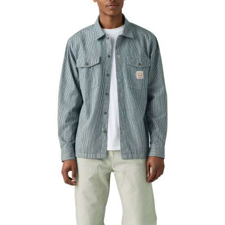 Chemise en coton rayée blanc et marine avec une fermeture par boutons - Image 3