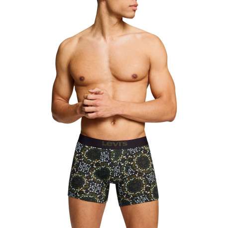 Lot de 2 boxers courts noir et vert en coton avec ceinture élastiquée