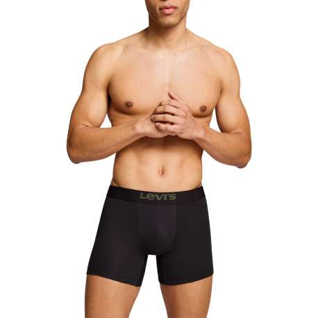 Lot de 2 boxers courts noir et vert en coton avec ceinture élastiquée - Image 2