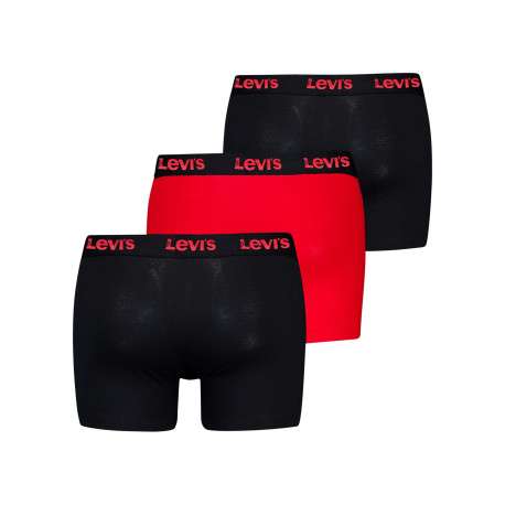 Lot de 3 boxers courts noir et rouge en coton avec ceinture élastiquée - Image 2