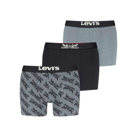 Lot de 3 boxers courts gris et noir en coton avec ceinture élastiquée