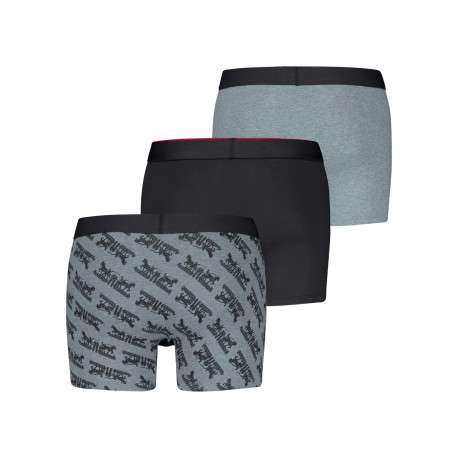 Lot de 3 boxers courts gris et noir en coton avec ceinture élastiquée - Image 2