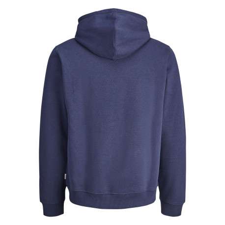 Sweat en coton mélangé marine avec logo rouge imprimé et un col à capuche - Image 2