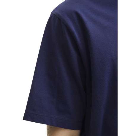 T-shirt en coton marine avec un logo rouge imprimé et un col rond - Image 3