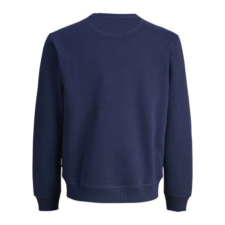 Sweat en coton marine avec un logo orange brodé et un col rond - Image 2