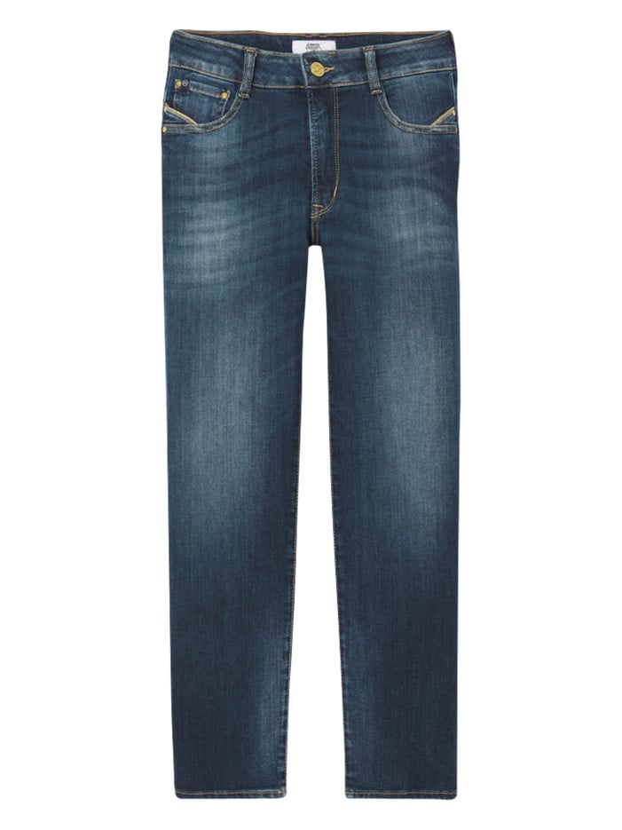 Jean en coton bleu uni avec...