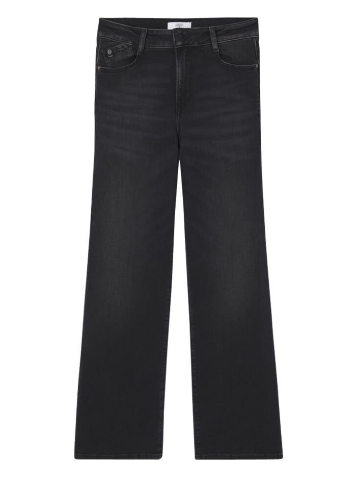 Jean en coton noir uni avec...