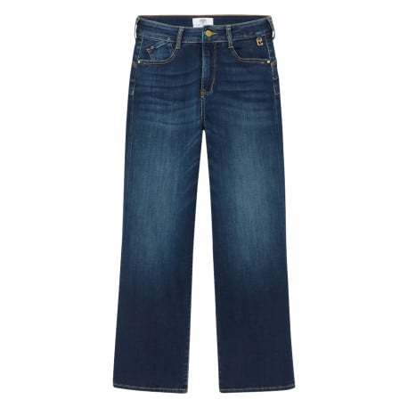 Jean en coton bleu uni avec des passants et une coupe bootcut