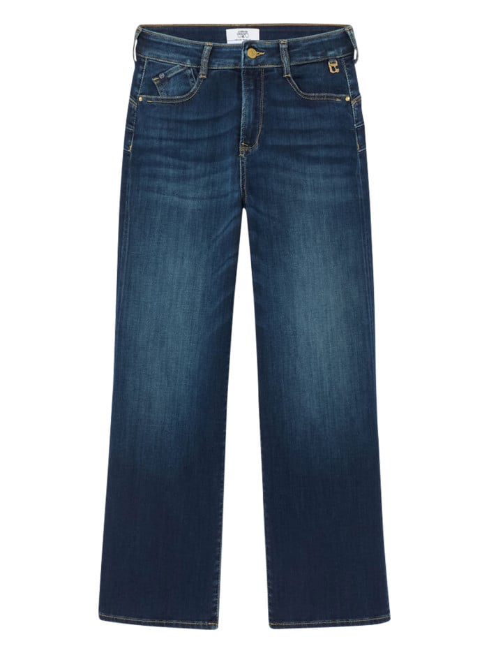 Jean en coton bleu uni avec...