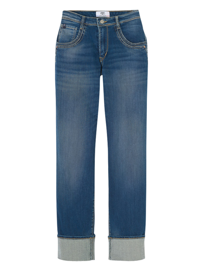 Jean en coton bleu uni avec...