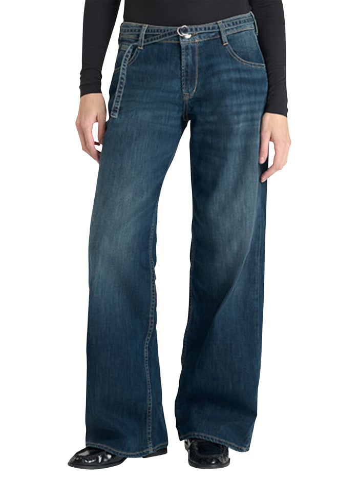 Jean en coton mélangé bleu...