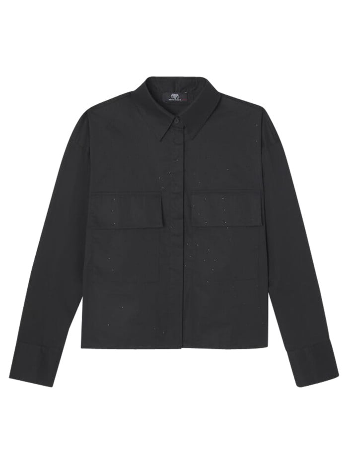 Chemisier en coton noir uni...