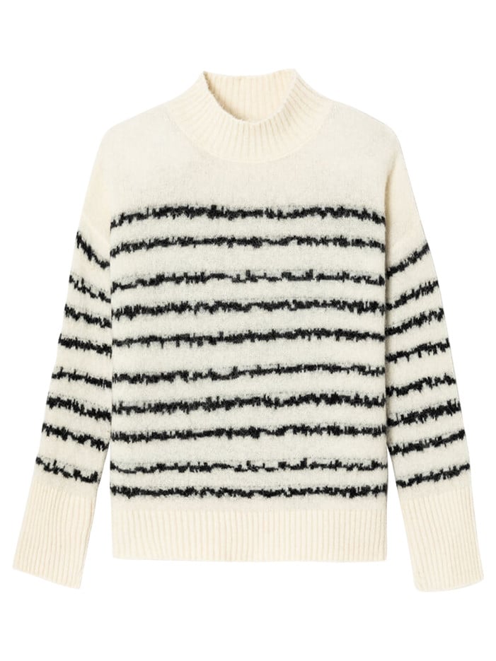 Pull écru rayé avec une...