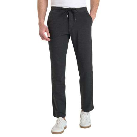 Pantalon Jogging en coton mélangé anthracite uni avec une coupe slim