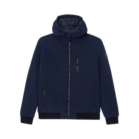Blouson marine uni avec une coupe droite et un col à capuche