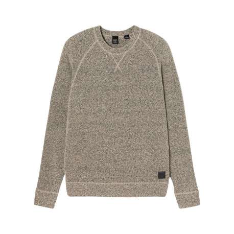 Pull beige uni avec une coupe droite à col rond et des manches longues