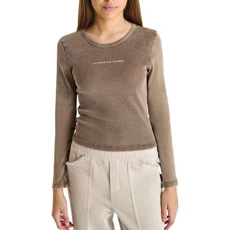 T-shirt en coton taupe uni avec une coupe droite et nom iconique