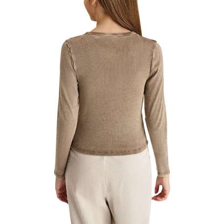T-shirt en coton taupe uni avec une coupe droite et nom iconique - Image 2