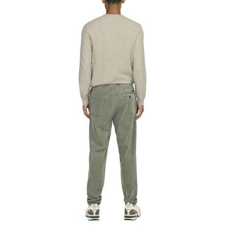 Pantalon en coton vert sauge en velours côtelé à coupe regular fit - Image 2