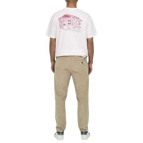 Pantalon en coton beige en velours côtelé à coupe regular fit - Image 2