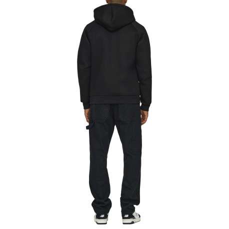 Sweat à capuche zippé noir uni à coupe droite avec des poches - Image 2