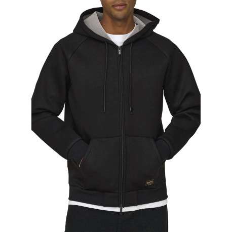 Sweat à capuche zippé noir uni à coupe droite avec des poches - Image 4
