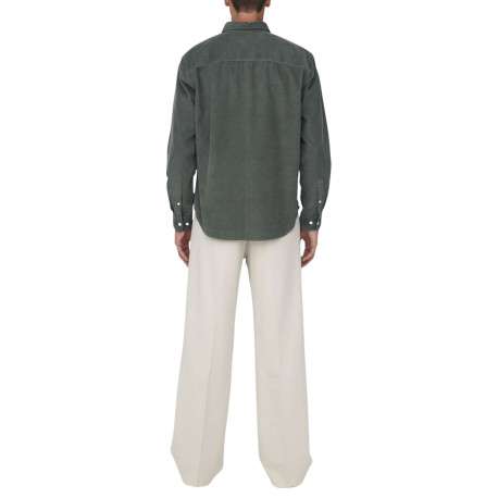 Chemise en coton mélangé verte sapin en velours côtelé à coupe regular fit - Image 2
