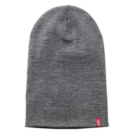 Bonnet gris uni avec large revers et logo contrasté de la marque - Image 4