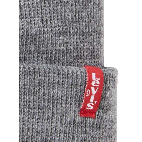 Bonnet gris uni avec large revers et logo contrasté de la marque - Image 5