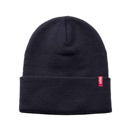 Bonnet marine uni avec large revers et étiquette de la marque