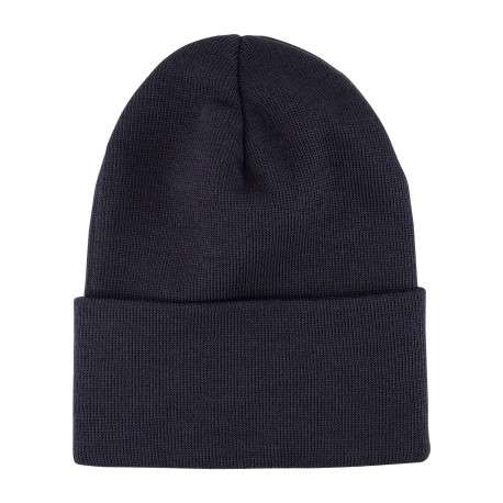 Bonnet marine uni avec large revers et étiquette de la marque - Image 2