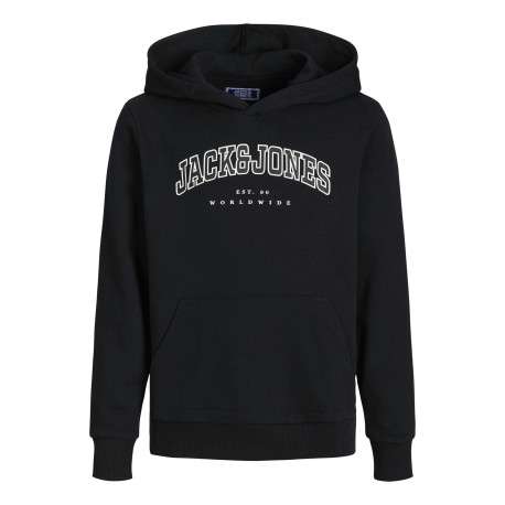 Sweat noir uni avec une coupe droite un col à capuche et des manches longues