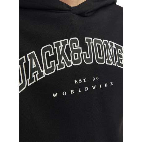 Sweat noir uni avec une coupe droite un col à capuche et des manches longues - Image 5