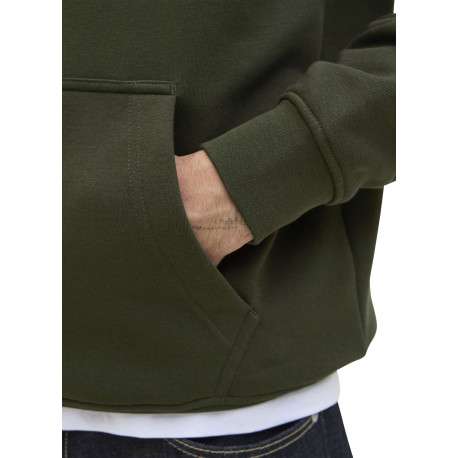 Sweat vert uni avec une coupe droite un col à capuche et des manches longues - Image 6