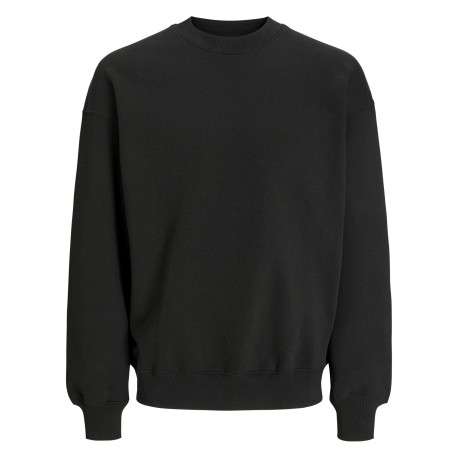 Sweat noir uni avec une coupe droite un col rond et des manches longues