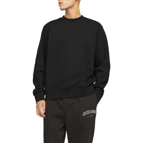 Sweat noir uni avec une coupe droite un col rond et des manches longues - Image 3
