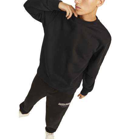 Sweat noir uni avec une coupe droite un col rond et des manches longues - Image 4